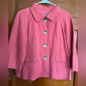 J Jill salmon Linen four button blazer jacket size small Women’s